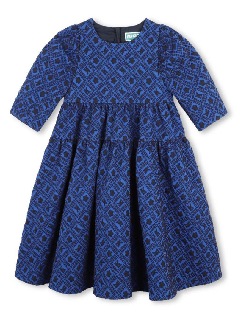 Kenzo Kids logo-jacquard long-sleeves dress - Blue von Kenzo Kids