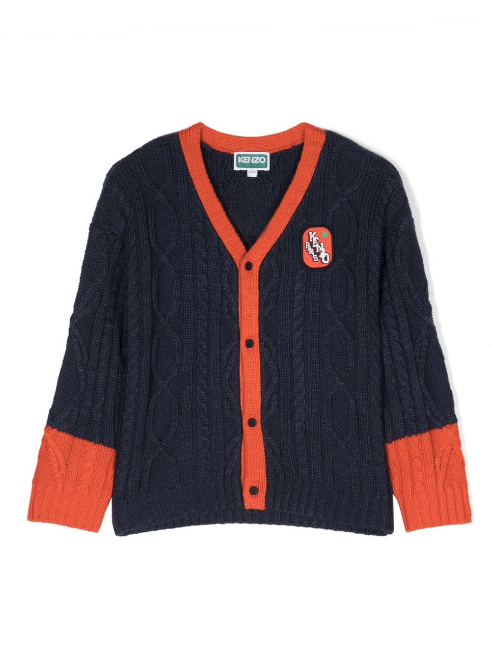 Kenzo Kids logo-patch V-neck cardigan - Blue von Kenzo Kids