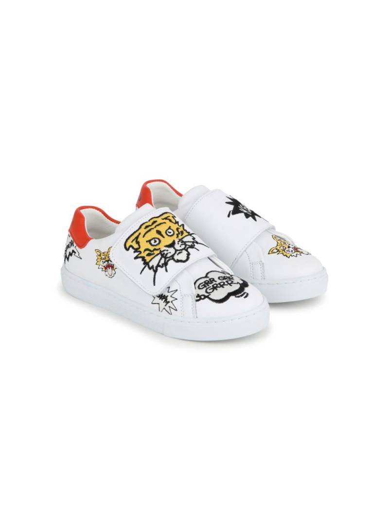 Kenzo Kids logo-patch leather sneakers - White von Kenzo Kids