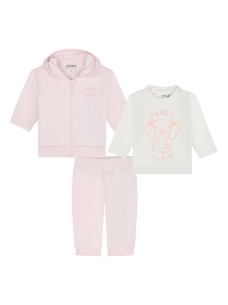 Kenzo Kids logo-patch zip-up cotton tracksuit (set of three) - Pink von Kenzo Kids