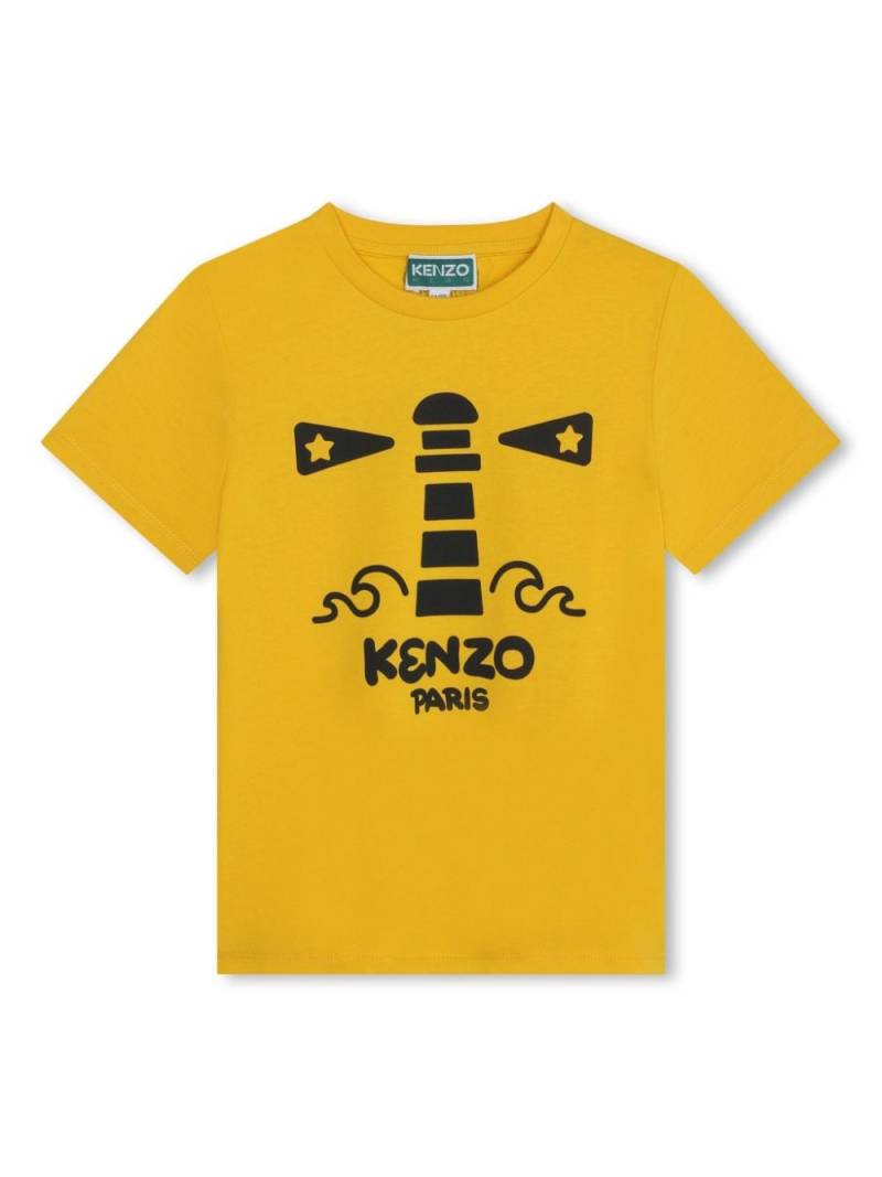 Kenzo Kids logo-print cotton T-shirt - Yellow von Kenzo Kids