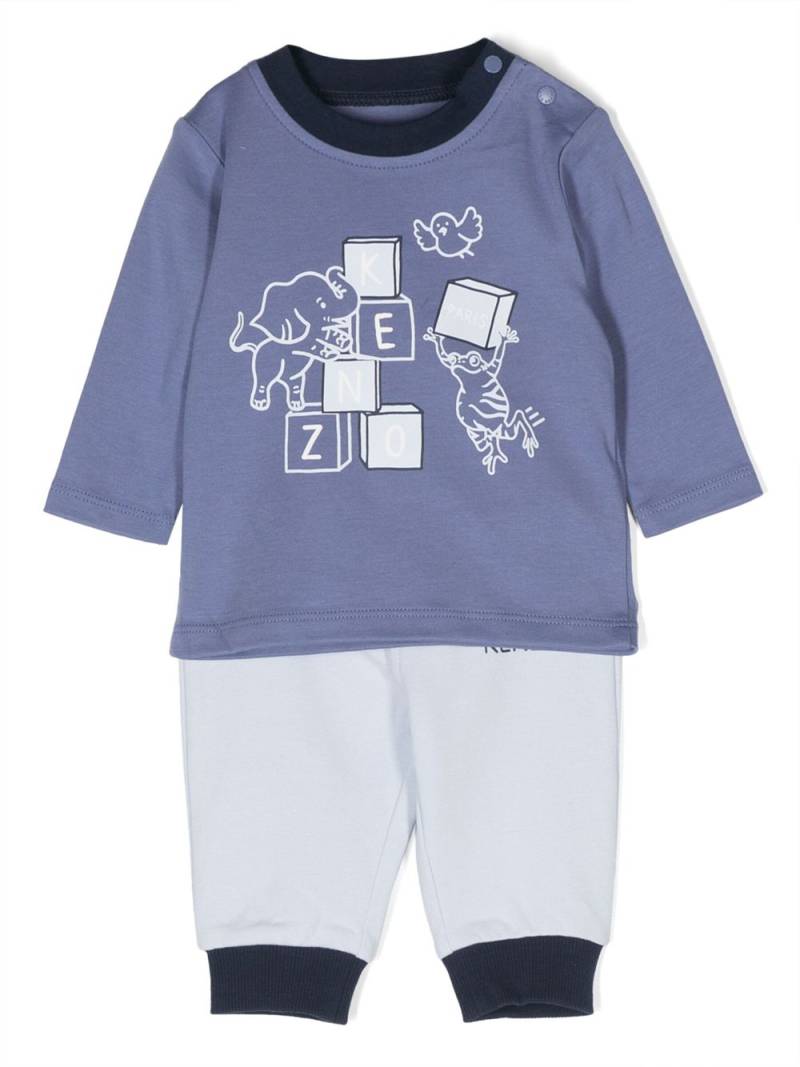 Kenzo Kids logo-print cotton tracksuit set - Blue von Kenzo Kids