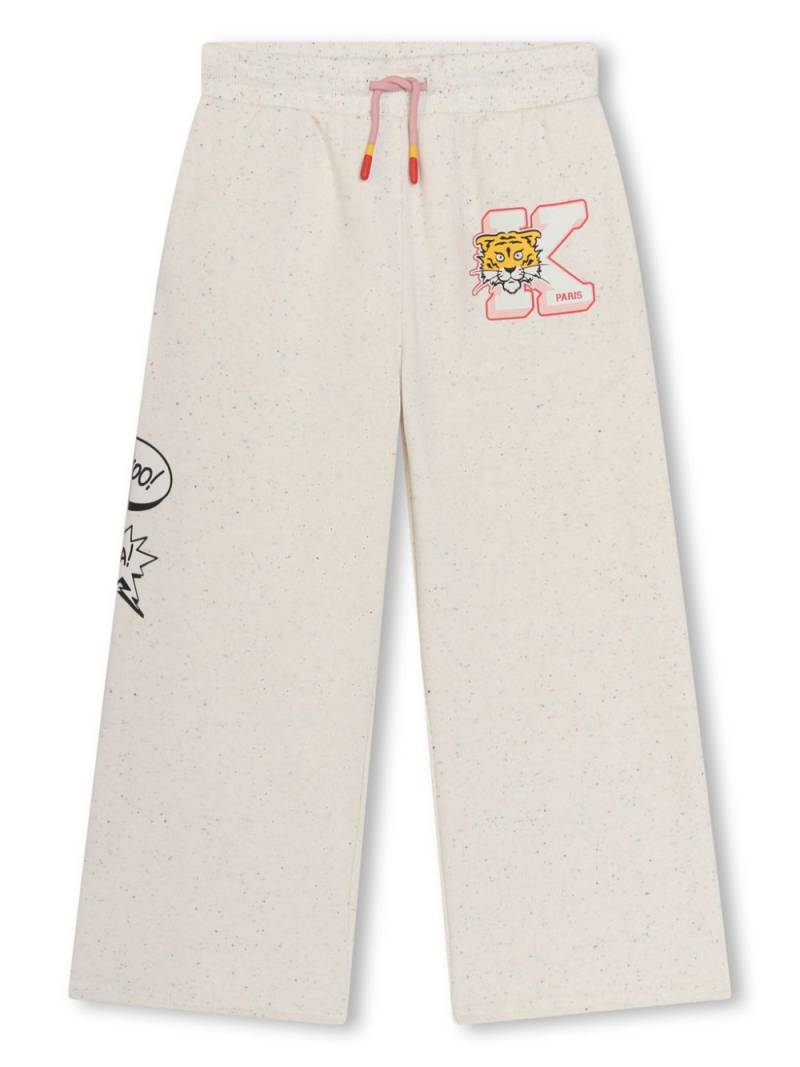 Kenzo Kids logo-print drawstring fleece track pants - Neutrals von Kenzo Kids