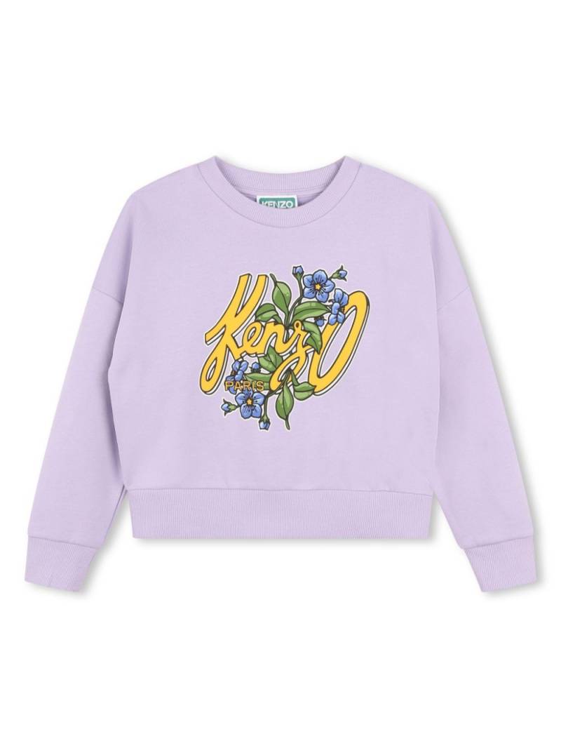 Kenzo Kids logo-print drop-shoulder sweatshirt - Purple von Kenzo Kids