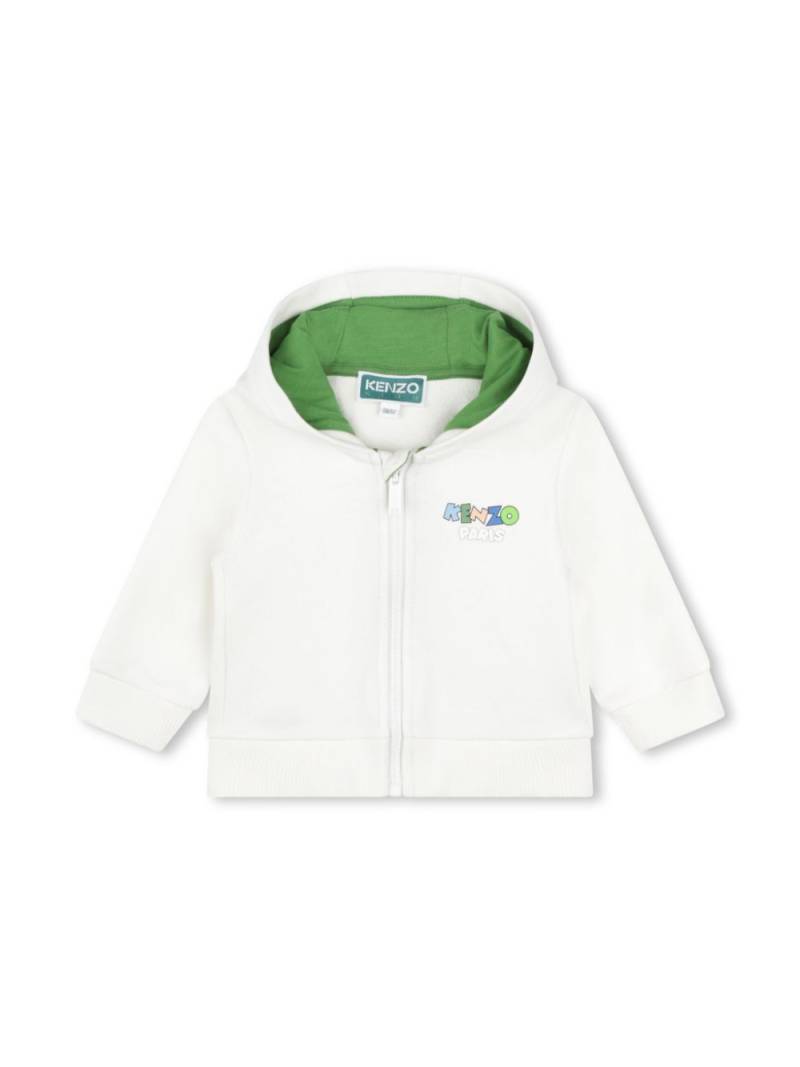 Kenzo Kids logo-print hooded fleece cardigan - White von Kenzo Kids