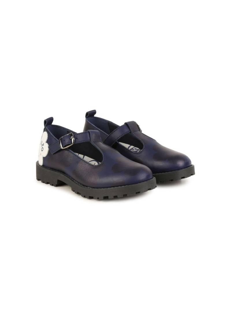 Kenzo Kids logo-print leather ballerina shoes - Blue von Kenzo Kids