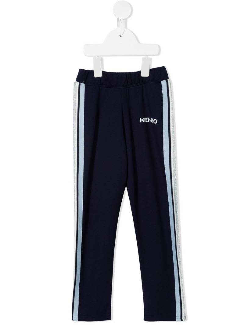 Kenzo Kids logo-print side-stripe track pants - Blue von Kenzo Kids