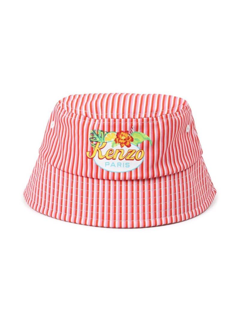 Kenzo Kids logo-print striped bucket hat - Red von Kenzo Kids