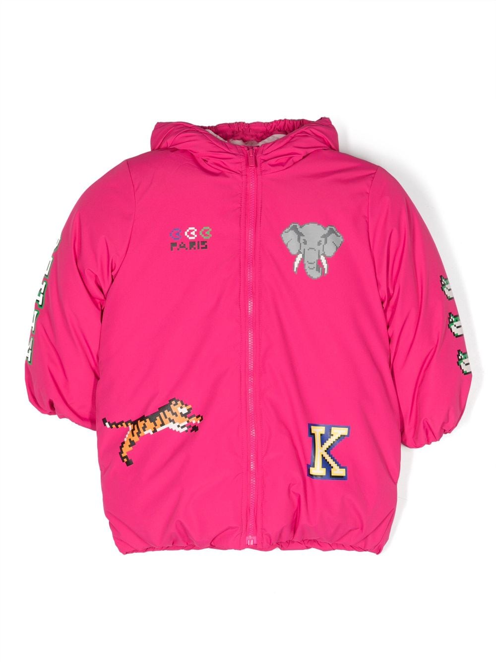 Kenzo Kids motif-print zip-up puffer jacket - Pink von Kenzo Kids