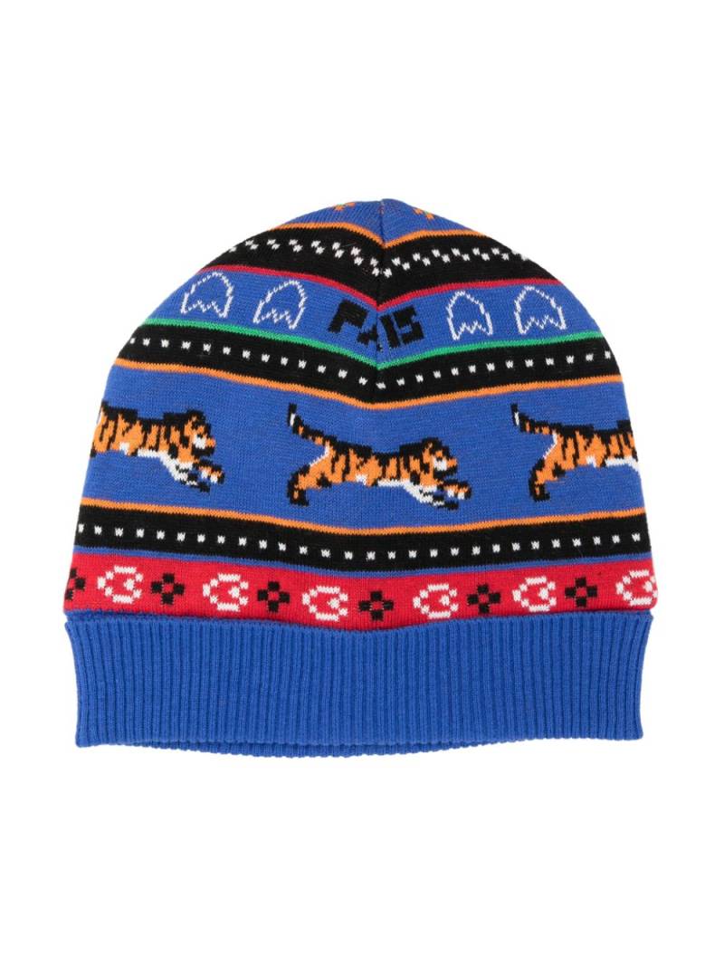 Kenzo Kids patterned intarsia-knit cotton blend beanie - Blue von Kenzo Kids