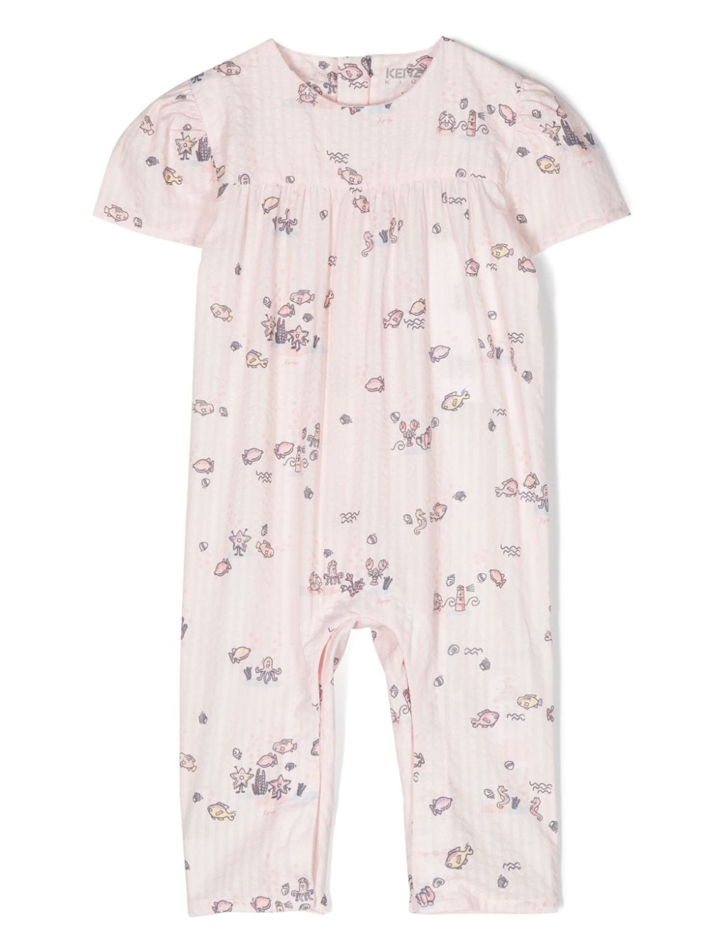 Kenzo Kids sea life-print seersucker romper - Pink von Kenzo Kids