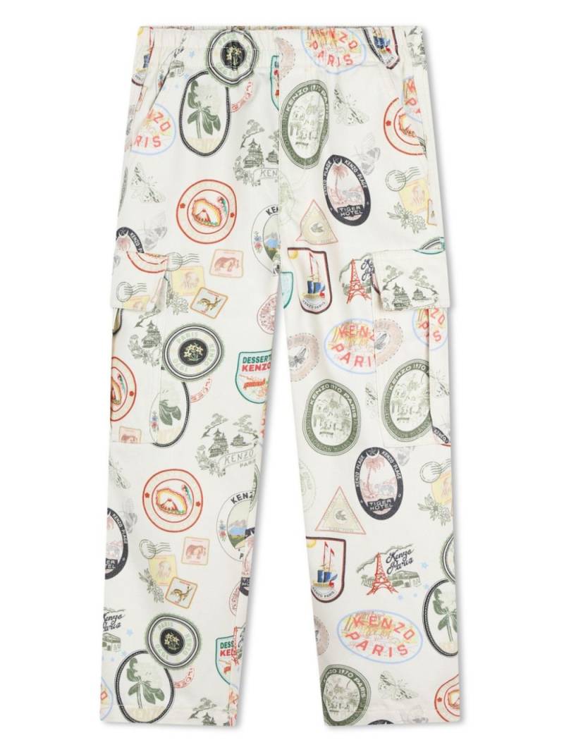 Kenzo Kids stamp-print cotton cargo trousers - Neutrals von Kenzo Kids