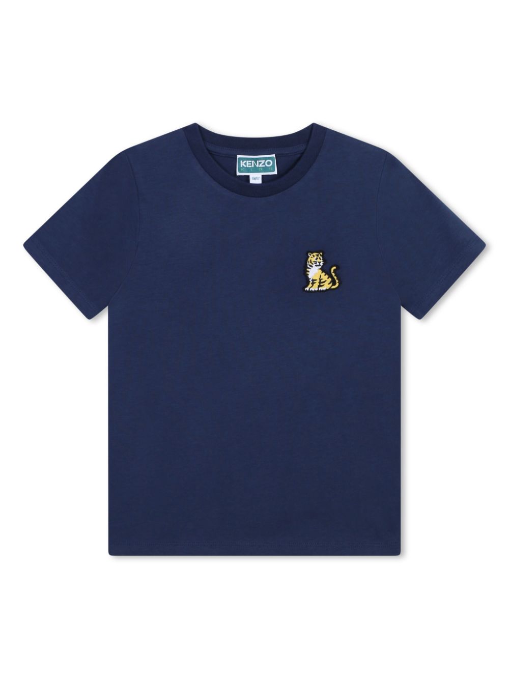 Kenzo Kids tiger-appliqué cotton T-shirt - Blue von Kenzo Kids