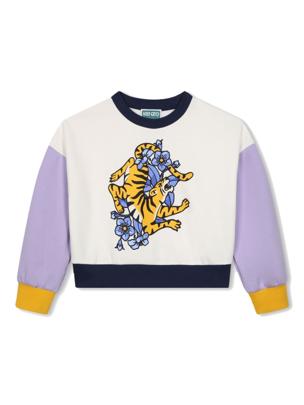 Kenzo Kids tiger-print colour-block sweatshirt - White von Kenzo Kids