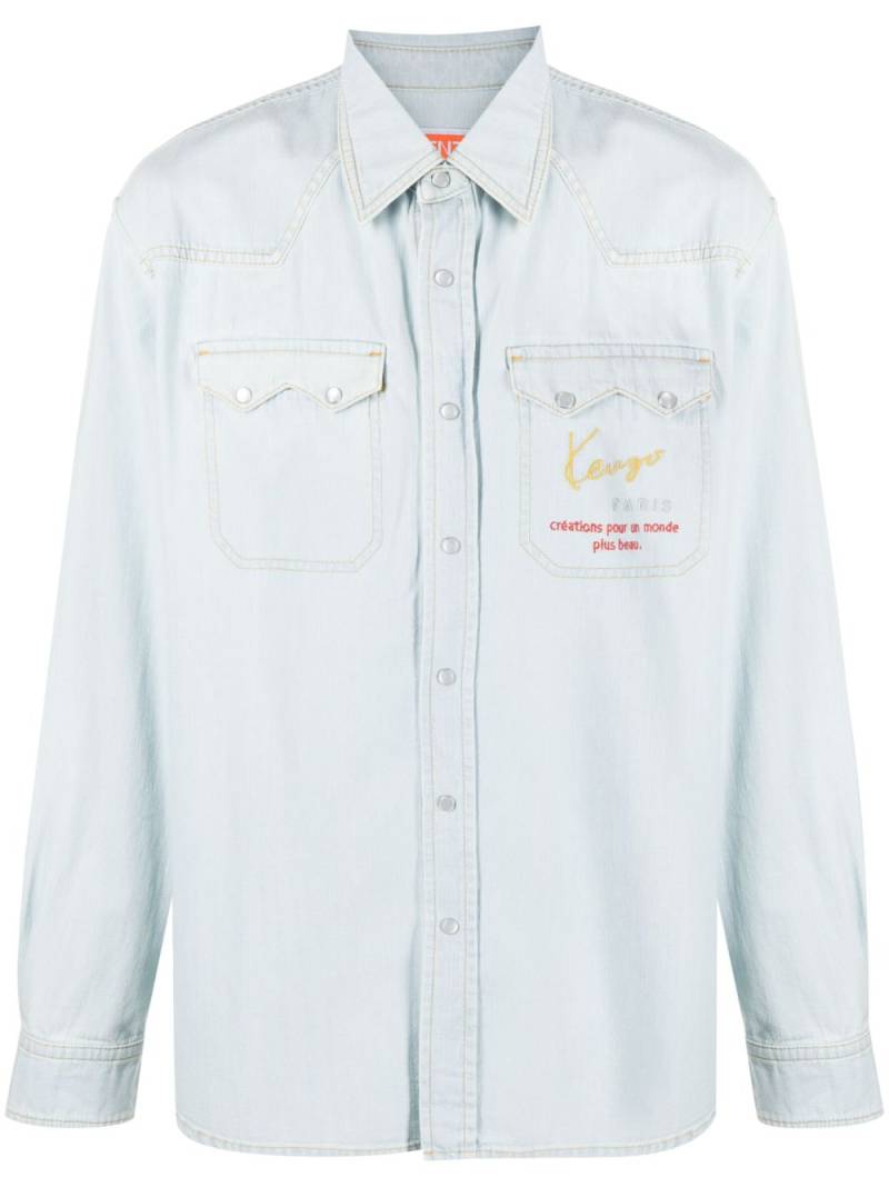 Kenzo Cowboy logo-embroidered denim shirt - Blue von Kenzo