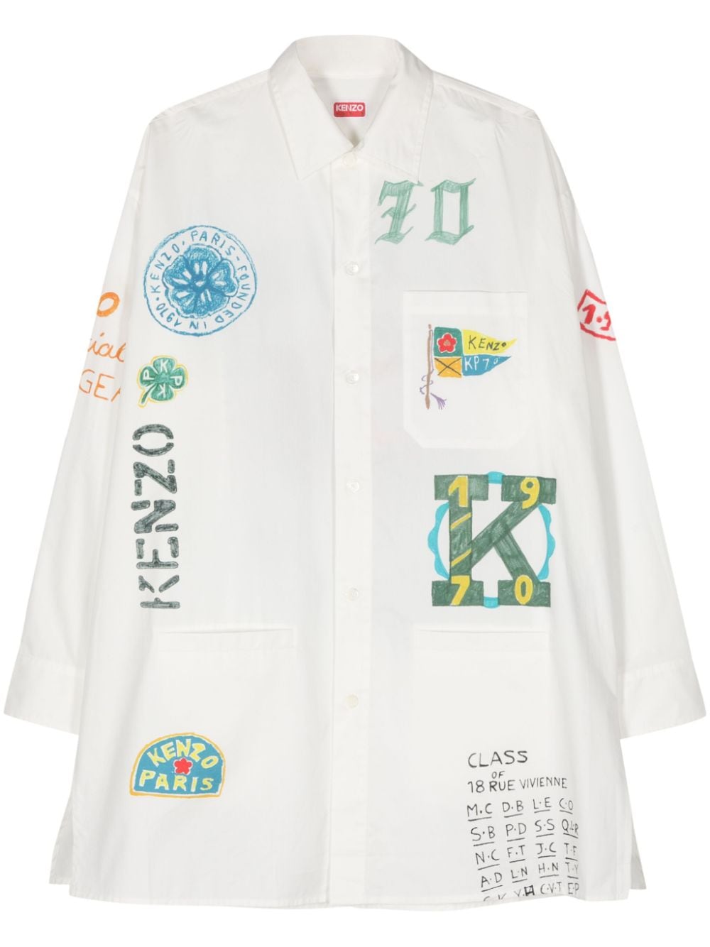 Kenzo Drawn Varsity cotton shirt - White von Kenzo