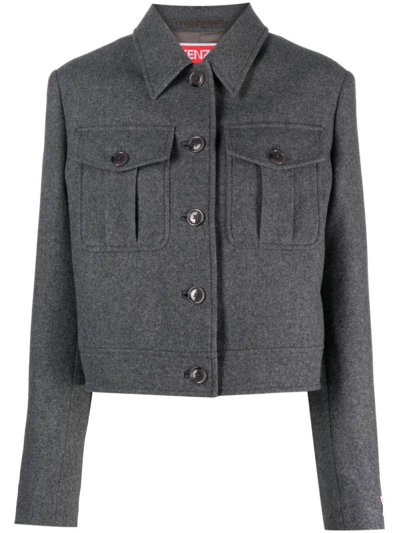 Kenzo England logo-patch wool blend jacket - Grey von Kenzo