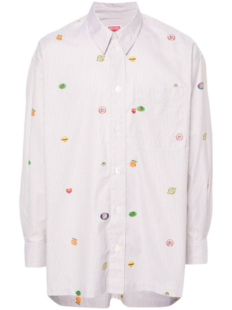 Kenzo Fruit Stickers striped shirt - Neutrals von Kenzo