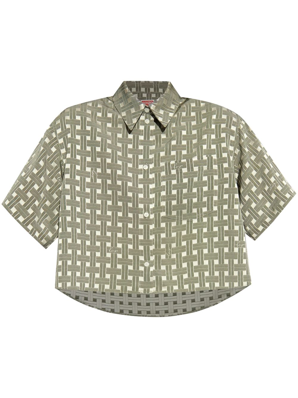 Kenzo Weave geometric-print cropped shirt - Grey von Kenzo