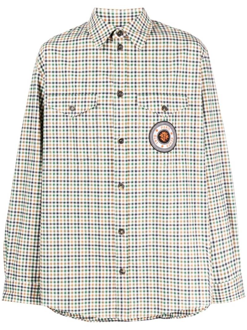 Kenzo checked logo-patch shirt - Brown von Kenzo