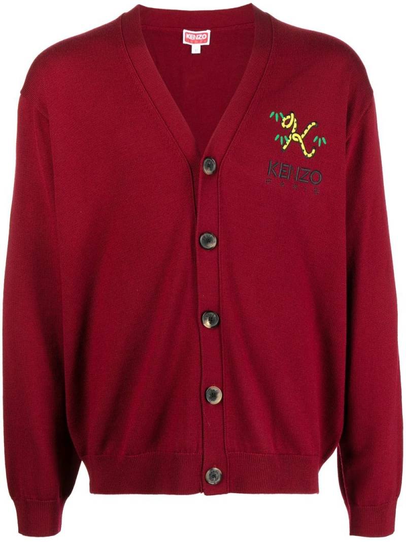 Kenzo crest-logo button-up cardigan - Red von Kenzo