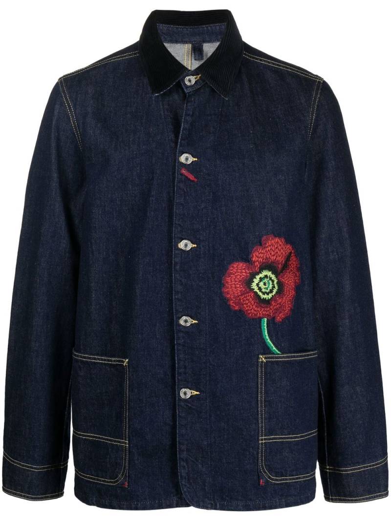 Kenzo embroidered-flower detail denim jacket - Blue von Kenzo