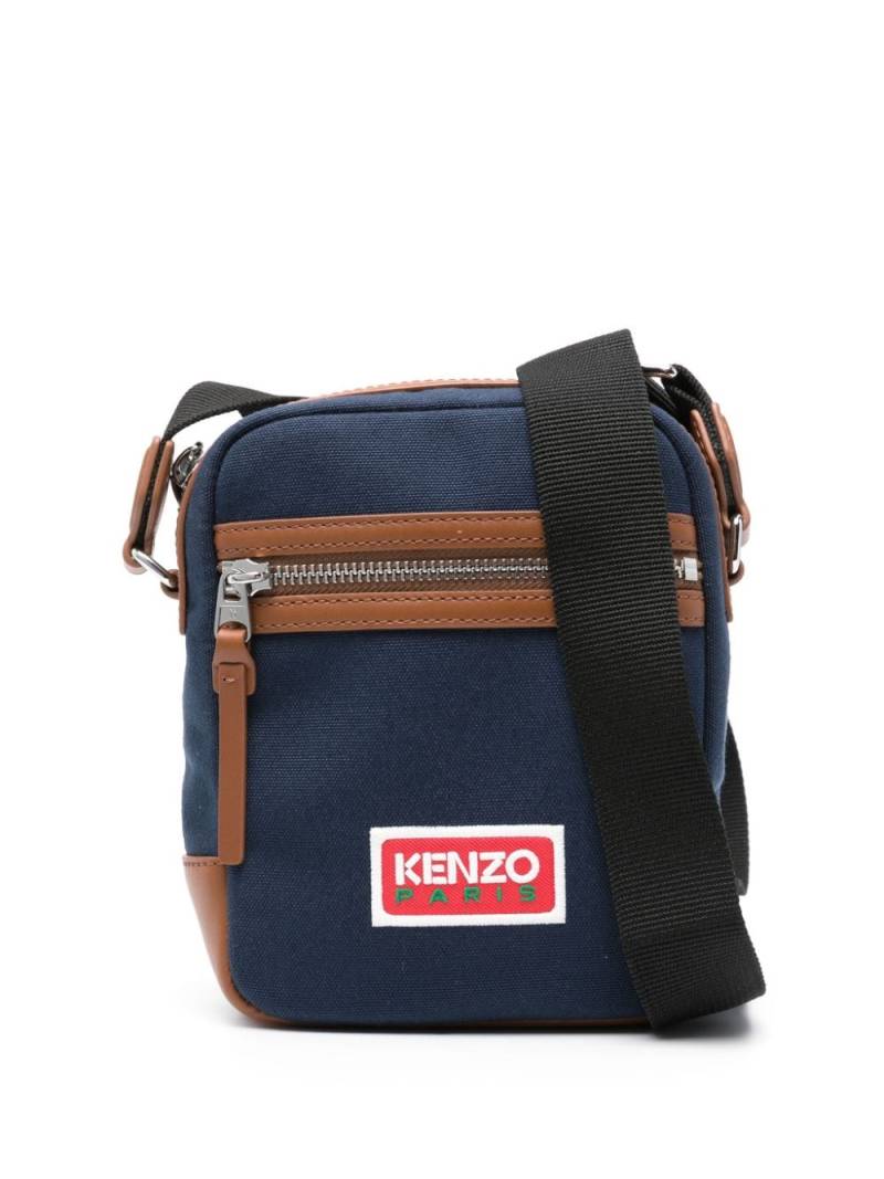 Kenzo embroidered-logo canvas messenger bag - Blue von Kenzo