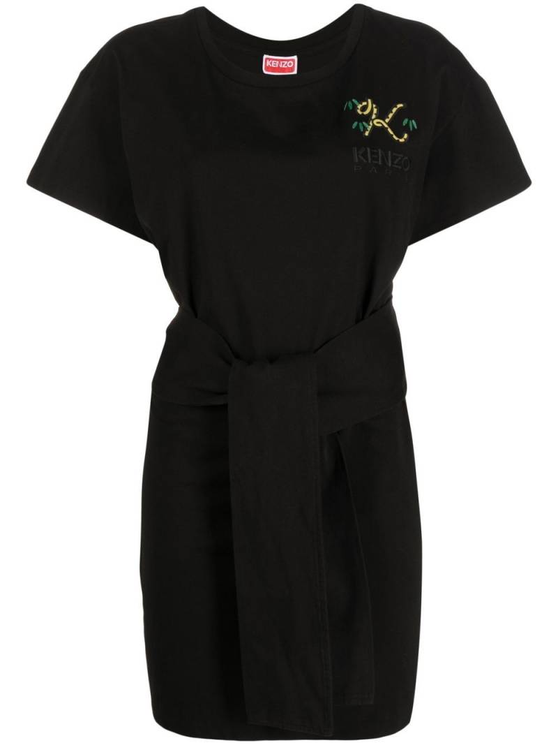 Kenzo embroidered logo tied-waist T-shirt dress - Black von Kenzo