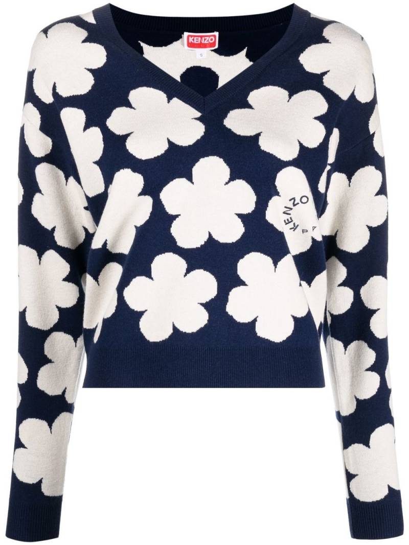 Kenzo floral-intarsia jumper - Blue von Kenzo