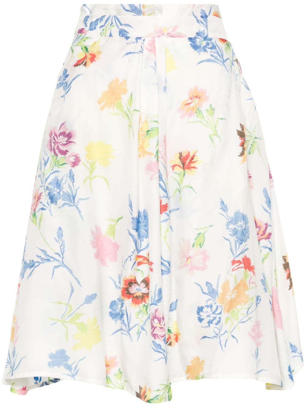 Kenzo floral-print satin A-line skirt - White von Kenzo