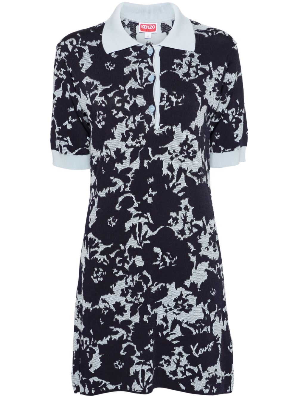 Kenzo flower camo-jacquard polo dress - Blue von Kenzo