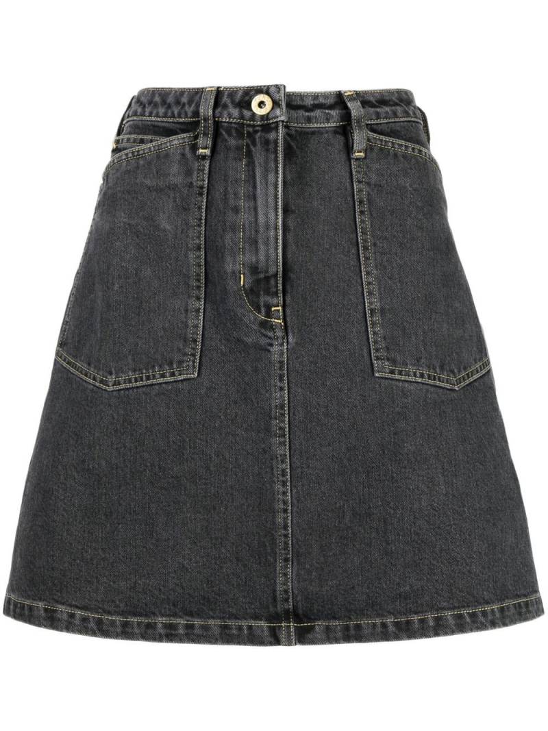 Kenzo high-waisted bleached denim skirt - Black von Kenzo