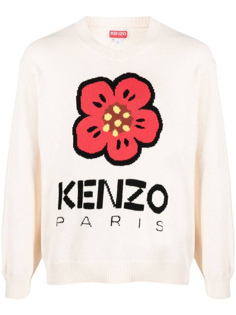 Kenzo Boke Flower-intarsia crew-neck jumper - Neutrals von Kenzo