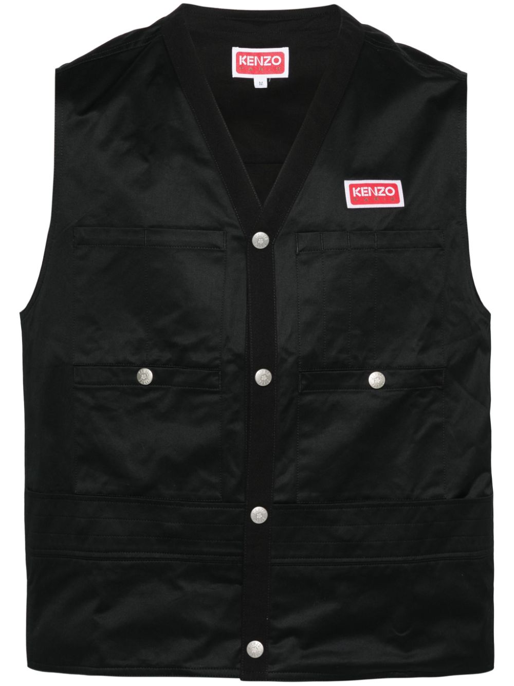 Kenzo logo-appliqué cotton gilet - Black von Kenzo