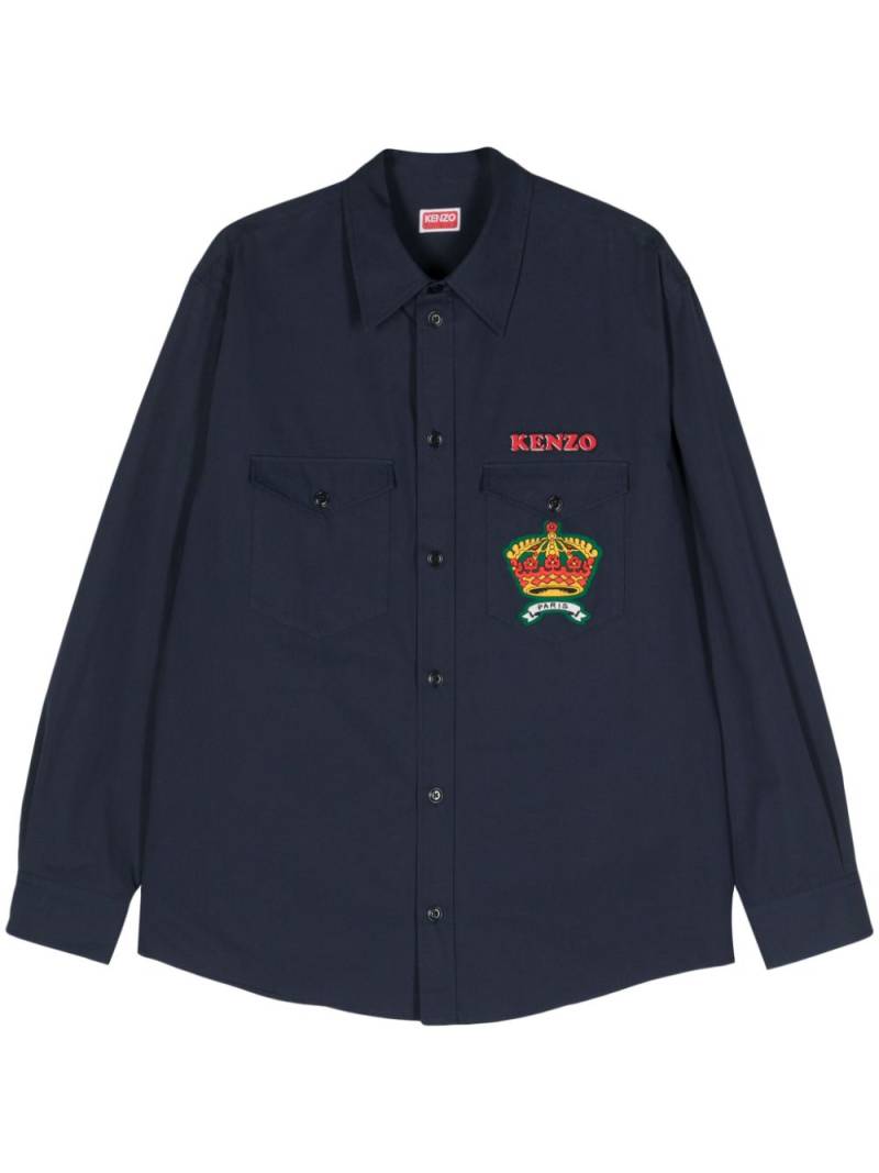 Kenzo logo-appliqué cotton shirt - Blue von Kenzo