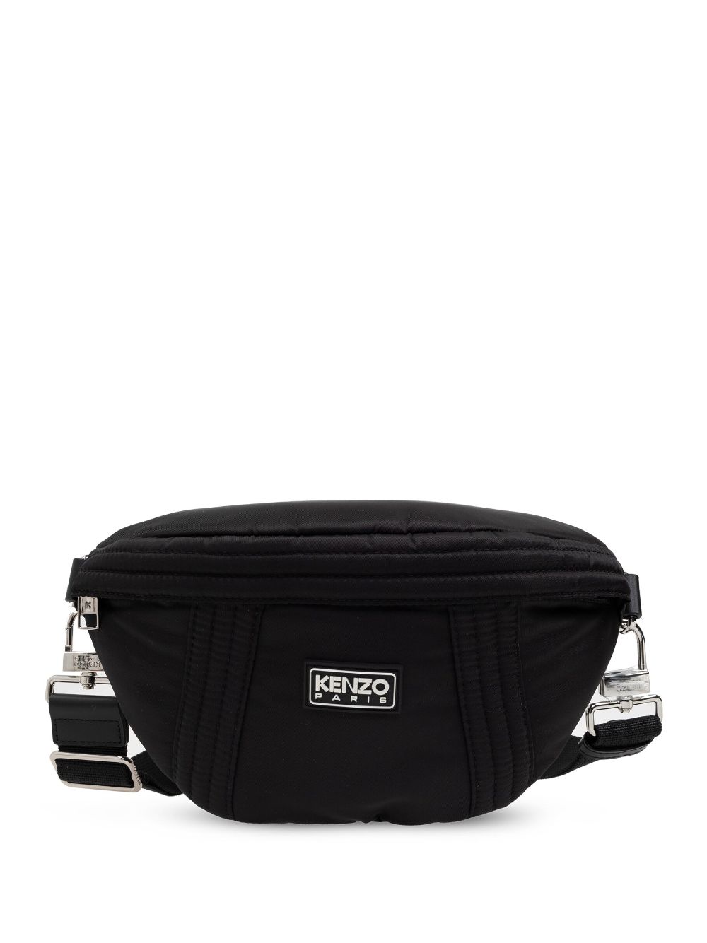 Kenzo logo-appliqué ribbed-detail belt bag - Black von Kenzo