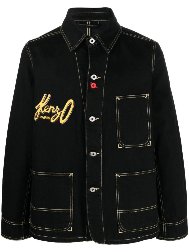 Kenzo logo-appliqué shirt jacket - Black von Kenzo