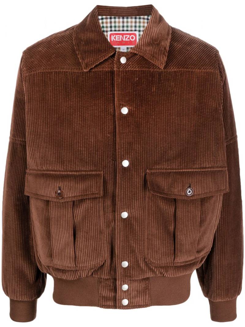 Kenzo logo-patch corduroy jacket - Brown von Kenzo