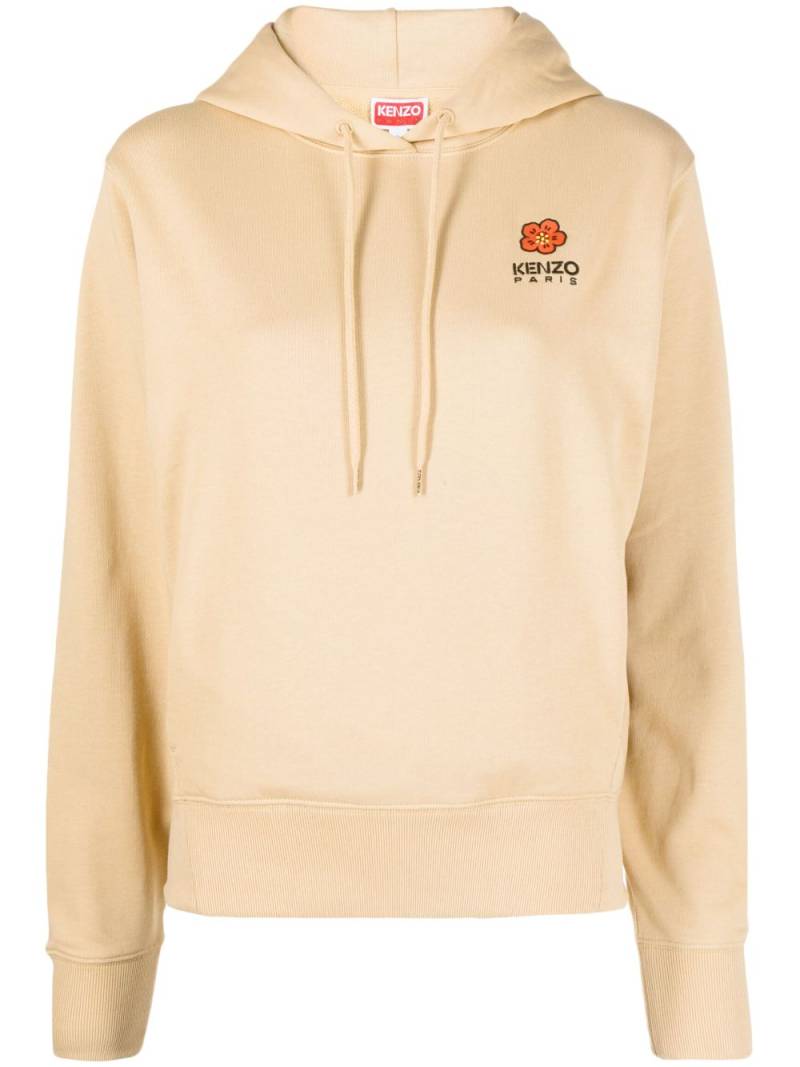 Kenzo logo-patch cotton hoodie - Neutrals von Kenzo