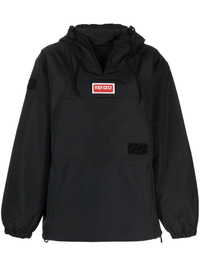 Kenzo logo-patch hooded windbreaker - Black von Kenzo