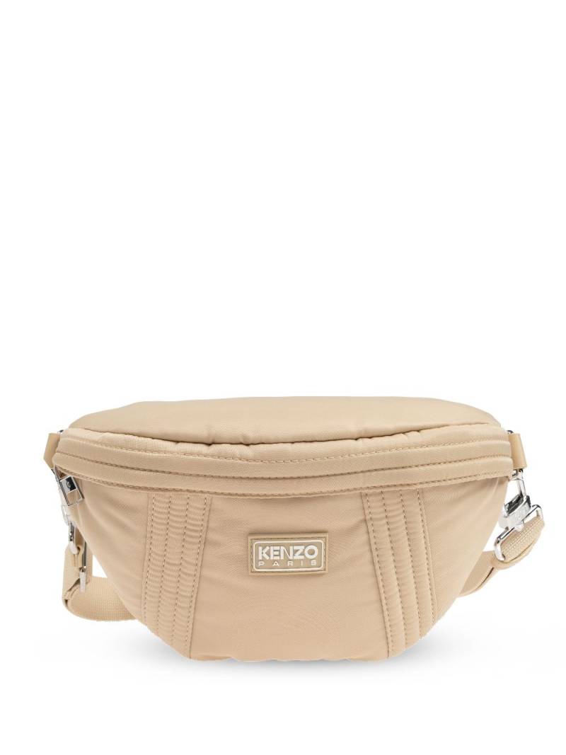 Kenzo logo-patch quilted belt bag - Neutrals von Kenzo