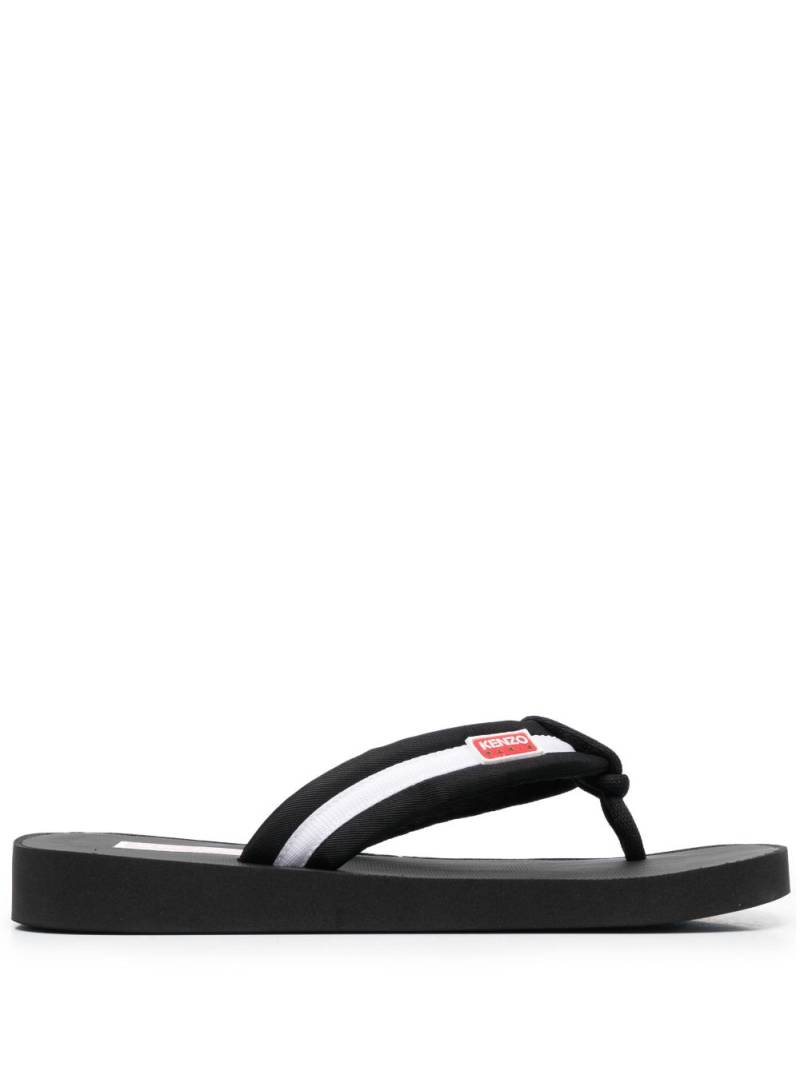 Kenzo logo-patch striped flip flops - Black von Kenzo