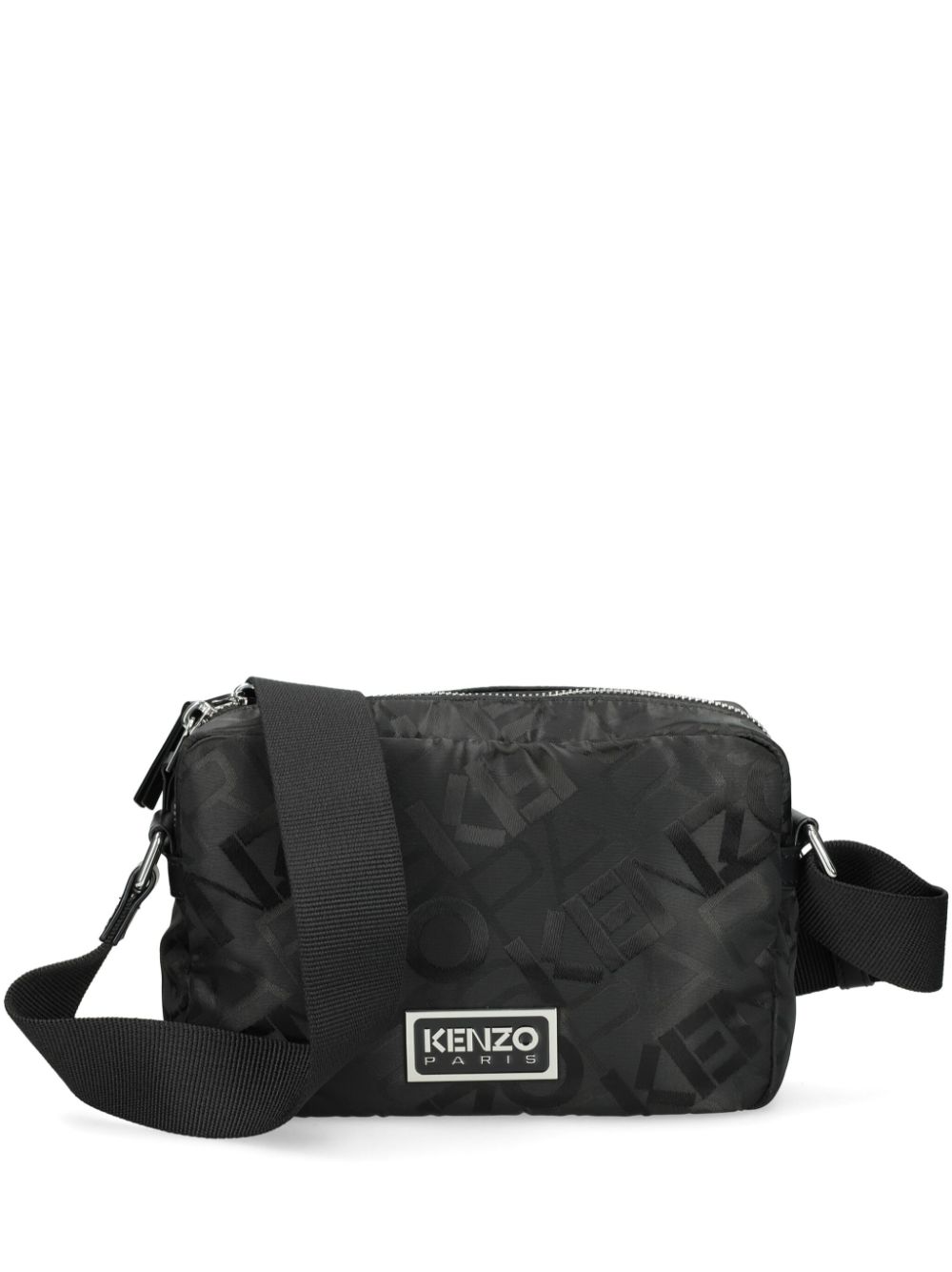 Kenzo logo-patch zipped messenger bag - Black von Kenzo