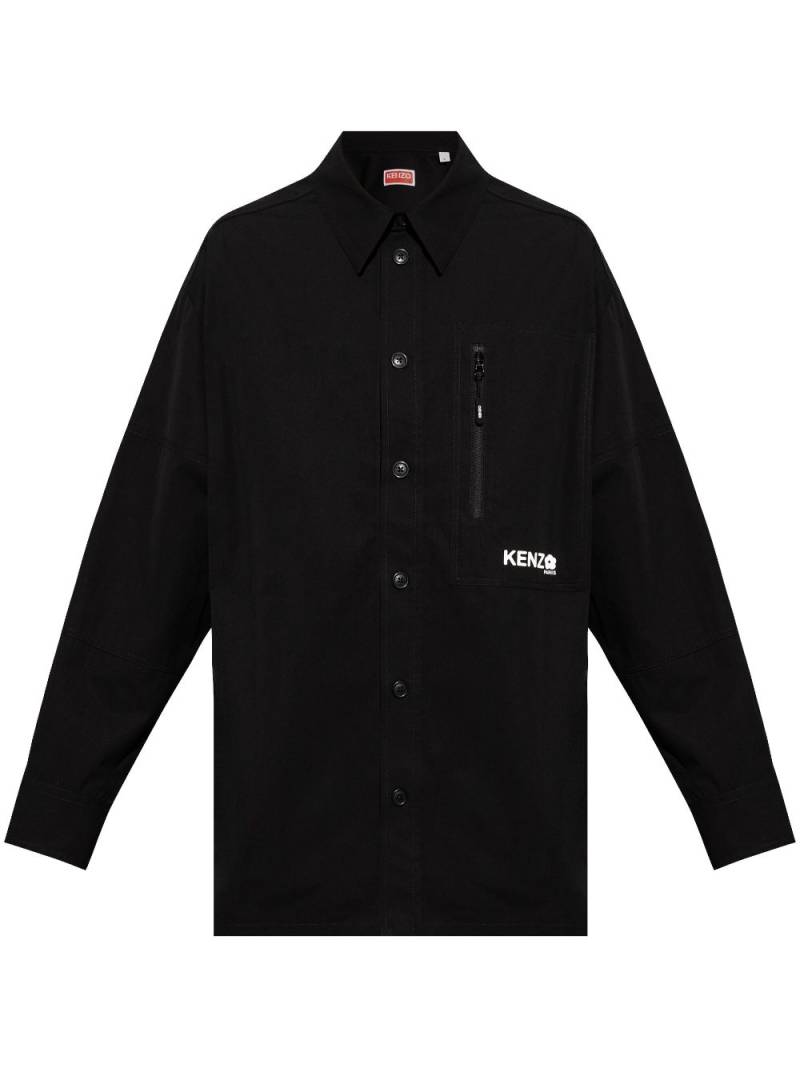 Kenzo logo-print cotton shirt jacket - Black von Kenzo