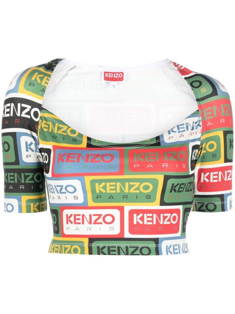 Kenzo logo-print crop top - Green von Kenzo