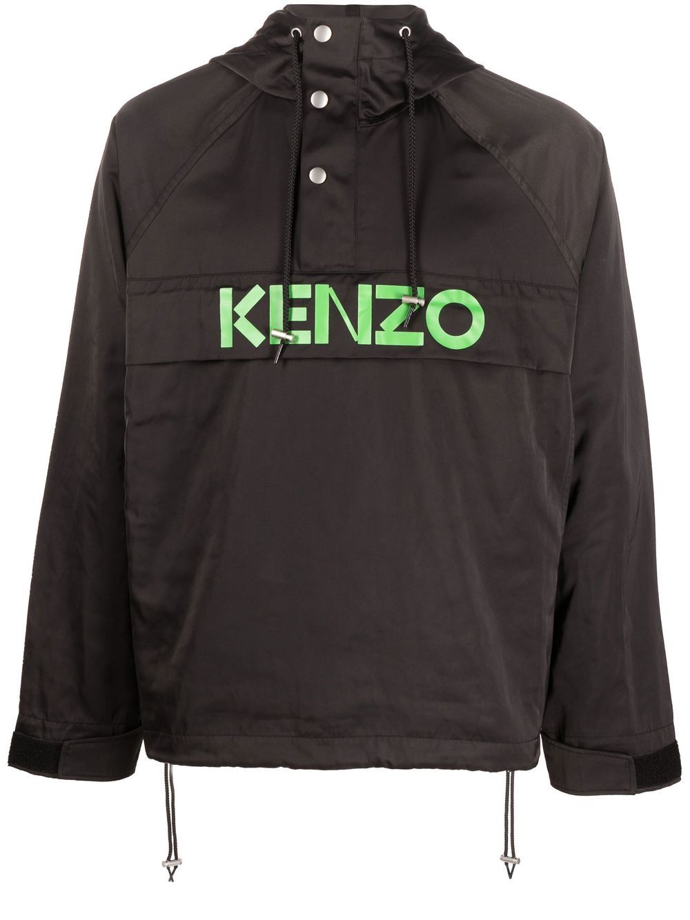 Kenzo logo-print hooded satin jacket - Black von Kenzo