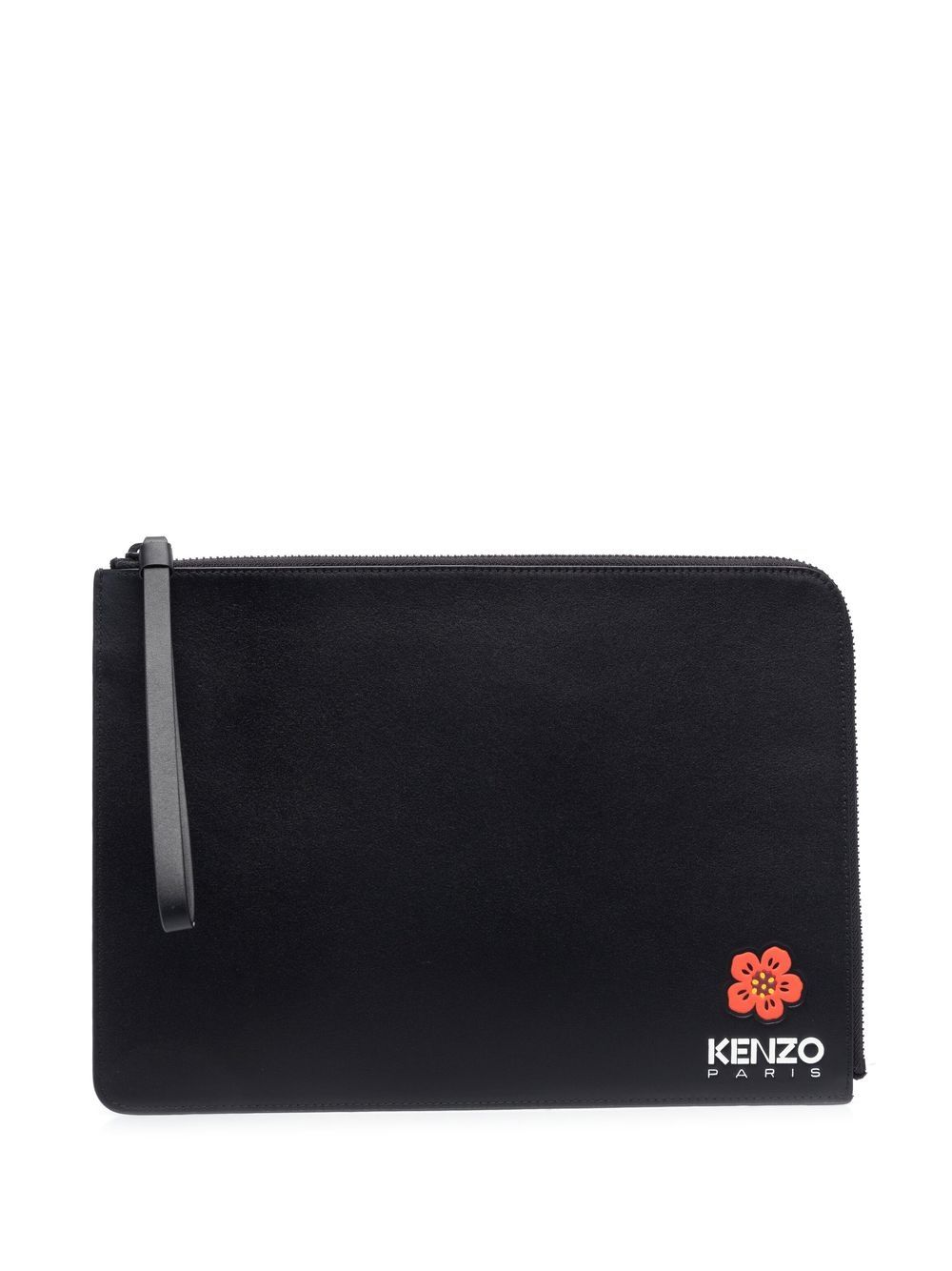 Kenzo logo-print leather clutch bag - Black von Kenzo