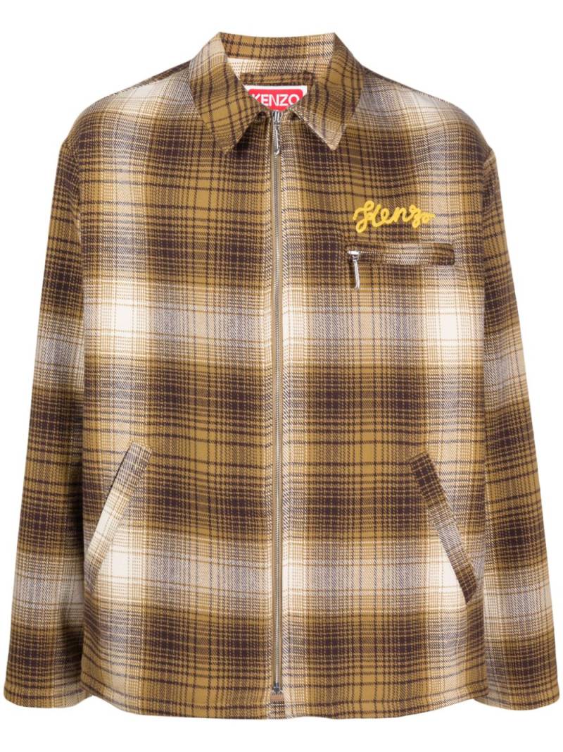 Kenzo plaid-check cotton shirt jacket - Brown von Kenzo