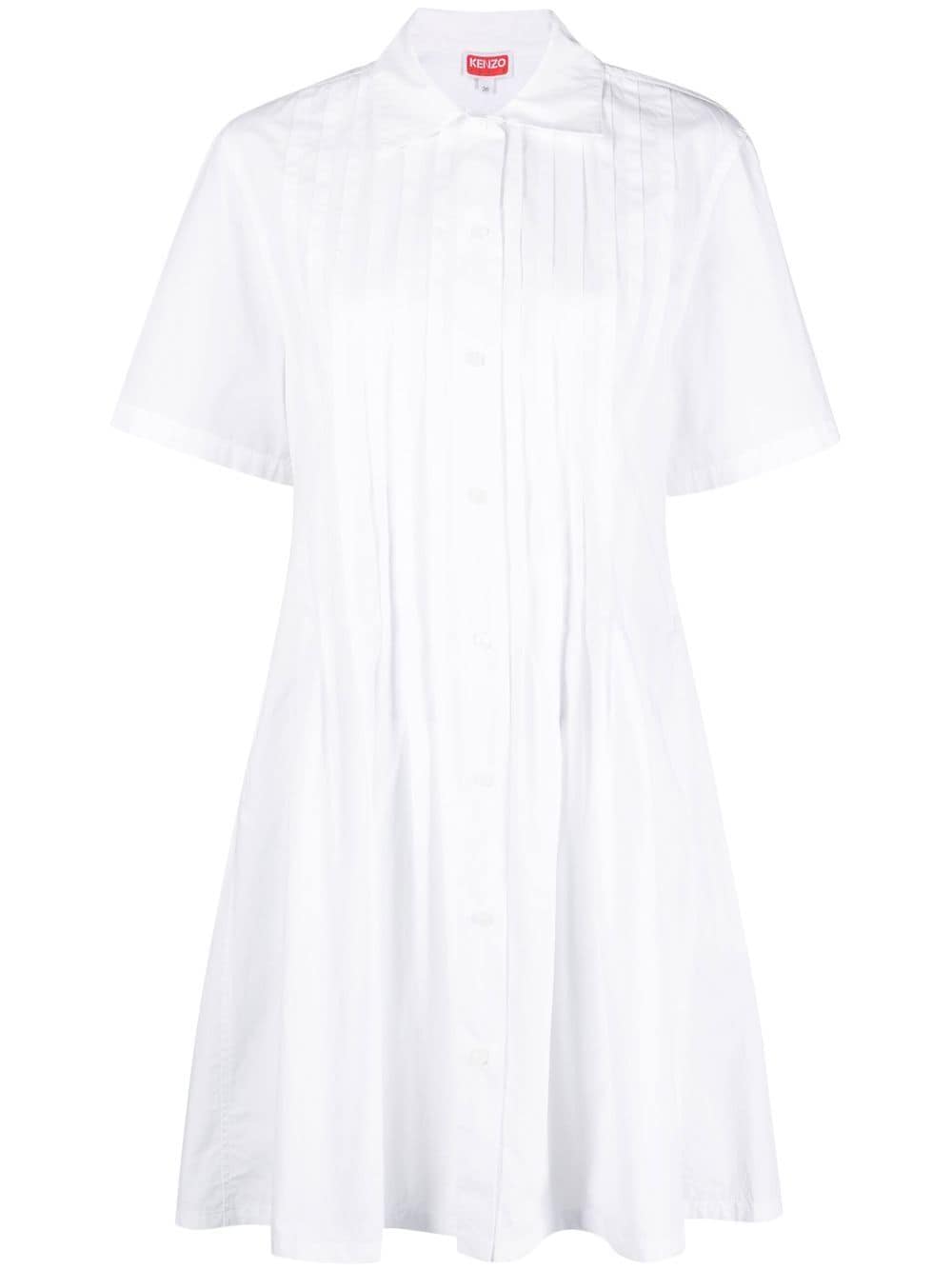 Kenzo pintuck short-sleeve dress - White von Kenzo