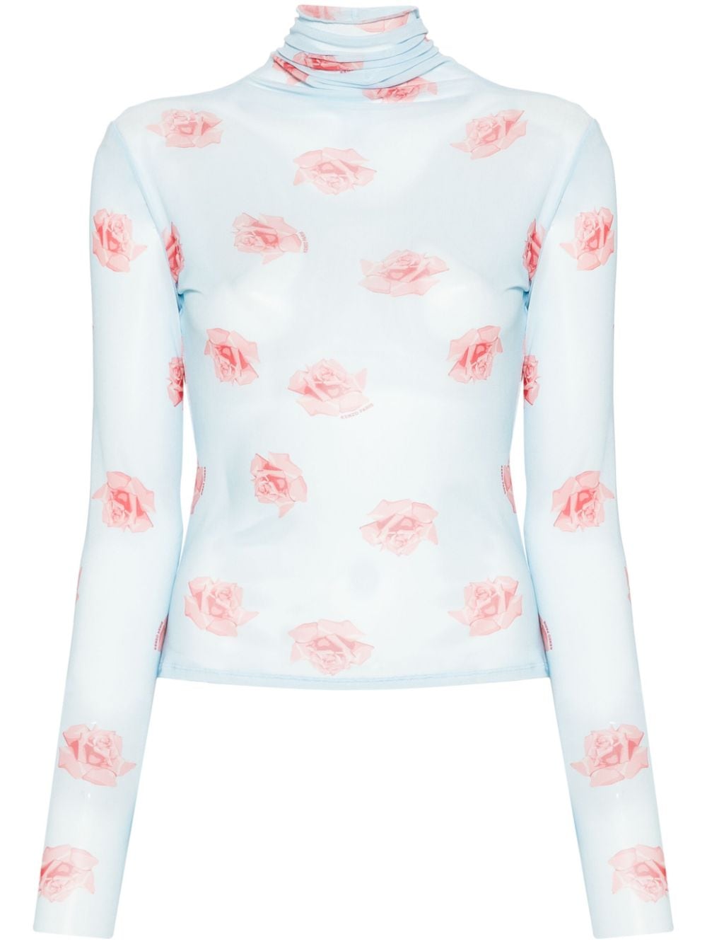 Kenzo rose-print mesh top - Blue von Kenzo